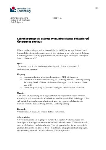 ledningsgrupp utbrott MRB.pdf - Jämtlands läns landsting