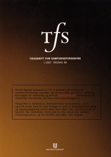 0000 UFt TFS 0701M.book - Institutt for samfunnsforskning