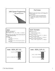 UNIX System Programming File Pointer lseek lseek: Examples lseek ...