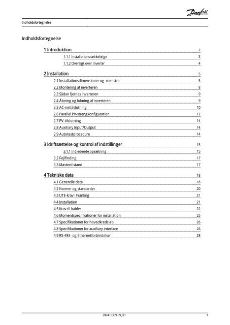 Installationsmanual - Danfoss