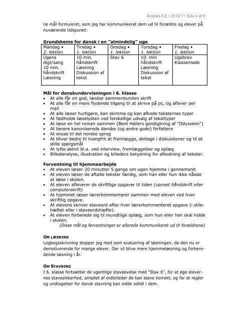 Årsplan 6. E dansk og puljetimer 2010-11 - Byens-skole.dk