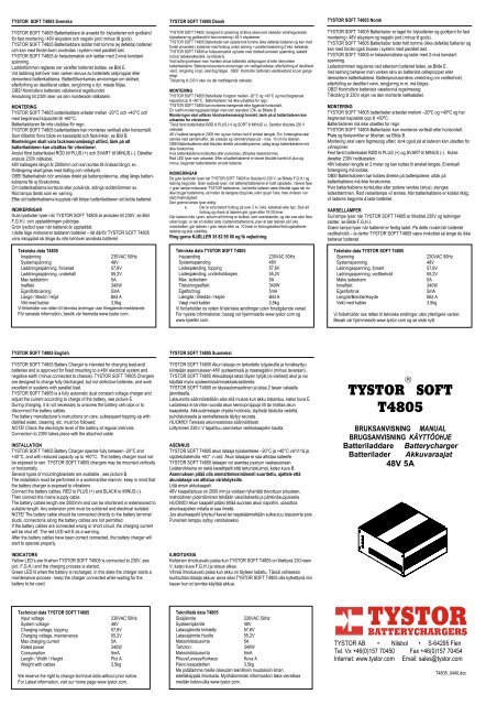 TYSTOR SOFT T4805 - Ackumulator & Batteri Teknik