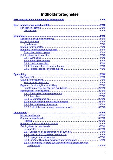 Indholdsfortegnelse - Kommuneplan 2009 for Hjørring Kommune