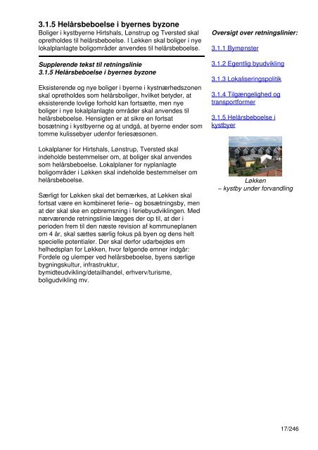 Indholdsfortegnelse - Kommuneplan 2009 for Hjørring Kommune