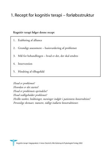 1. Recept for kognitiv terapi – forløbsstruktur