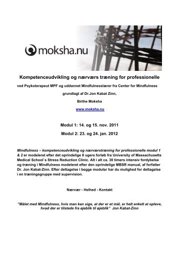 Kompetenceudvikling og nærværs træning for professionelle - Moksha
