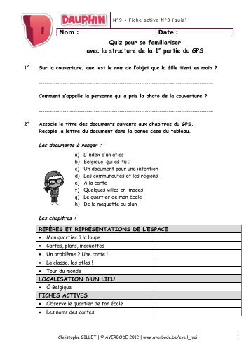 Nom : Date : Quiz pour se familiariser avec la structure ... - Averbode
