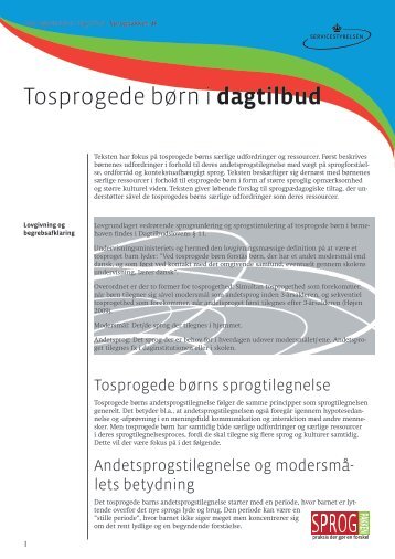 Tosprogede børn i dagtilbud – tekst - Sprogpakken