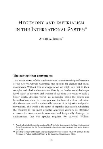 hegemony and imperialism in the international system - Clacso