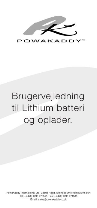 Brugervejledning til Lithium batteri og oplader. - Sports Backup