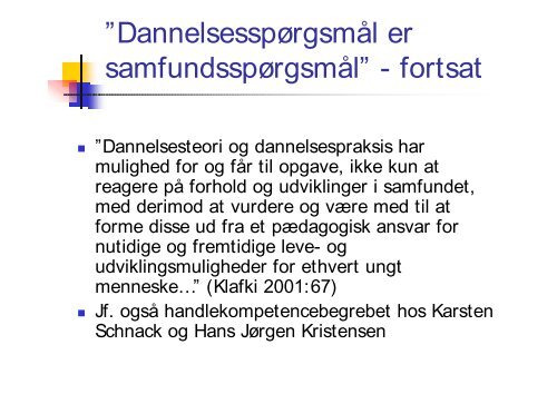 Opsummering af året med udgangspunkt i Klafki og relationsmodellen