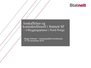Anskaffelser og kontraktsfilosofi i Statnett SF
