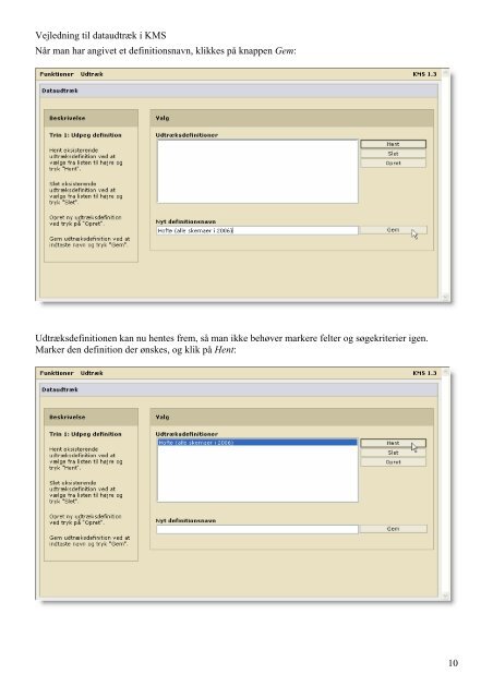 Vejledning i dataudtræk fra KMS og import til Excel