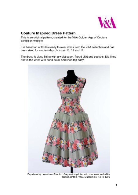 Couture Inspired Dress Pattern - Victoria and Albert Museum