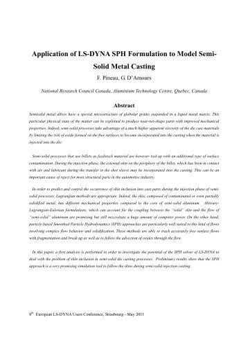 Application of LS-DYNA SPH Formulation to Model Semi- Solid ...