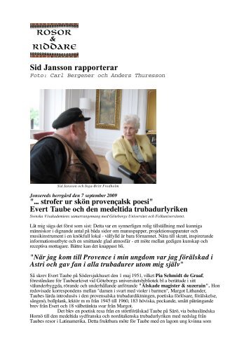 Sid Jansson rapporterar - Visakademien