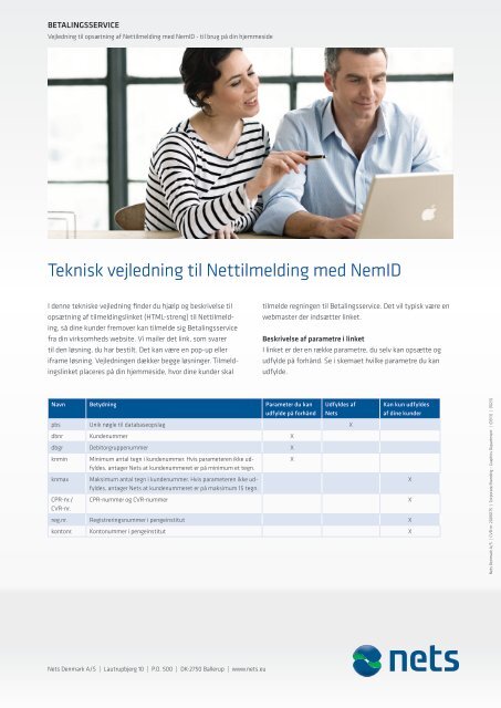 Teknisk vejledning til Nettilmelding med NemID - Nets