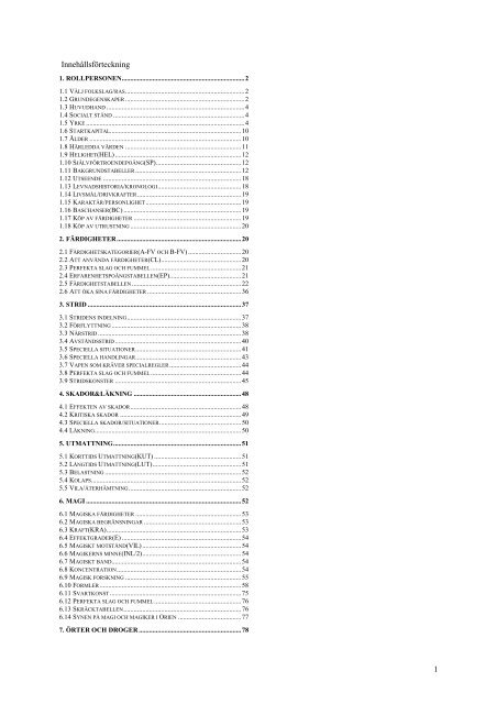 1 Innehållsförteckning - Rollspel.nu