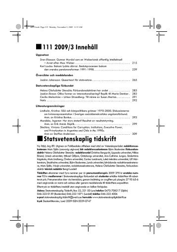 Hela nummer 2009/3 (PDF, 2187 kb) - Statsvetenskaplig tidskrift