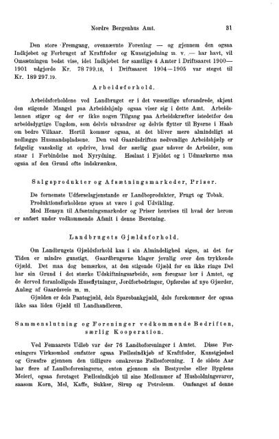 Beretninger om Amternes Økonomiske Tilstand, 1901 - 1905