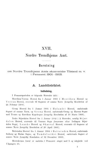 Beretninger om Amternes Økonomiske Tilstand, 1901 - 1905