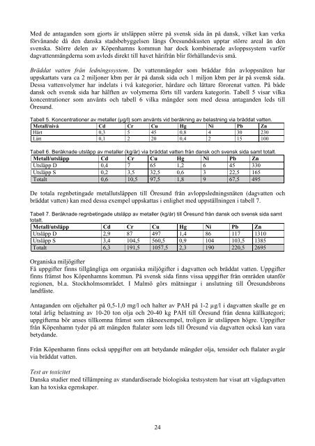 Miljøfarlige stoffer i Øresund, en oversigt Miljögifter i Öresund, en ...