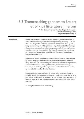 Teamcoaching gennem to årtier - Copenhagen Coaching Center
