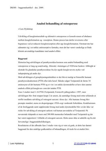 Anabol behandling af osteoporose - Dansk Knoglemedicinsk Selskab