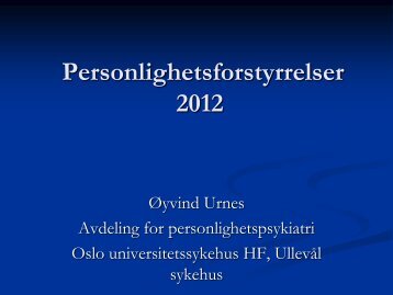 Personlighetsforstyrerlser - handouts - Helse Fonna