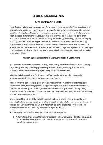 Arbejdsplanen kan ses her som pdf-fil - Museum Sønderjylland