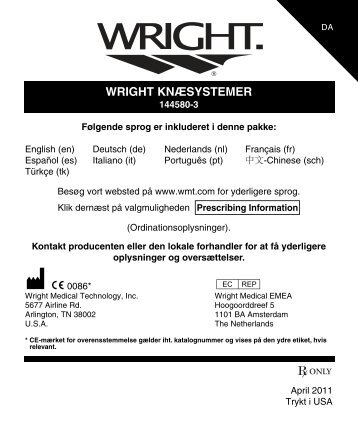 WRIGHT KNÆSYSTEMER - Wright Medical Technology, Inc.