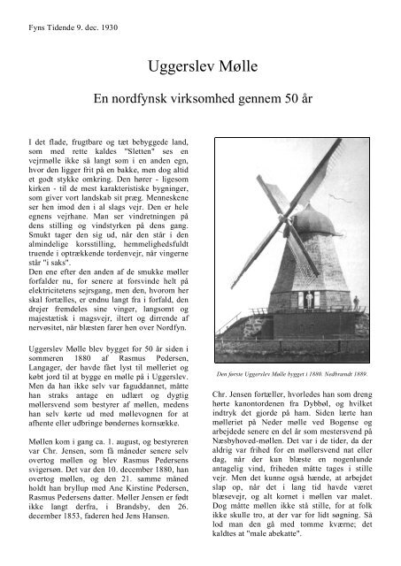 Uggerslev Mølle 50 år i 1930. - Nordfynsk.dk