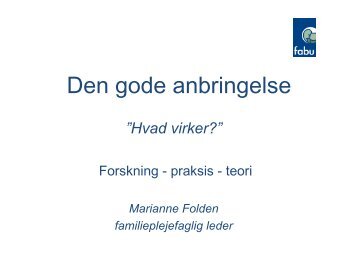 Plenum, Marianne Folden - Den Gode familiepleje - Servicestyrelsen