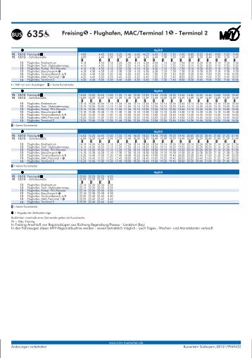 BUS 635 Freising - Flughafen, MAC/Terminal 1 - Terminal 2
