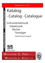 Katalog - Wolfgang G. Haas. - Musikverlag Köln ek