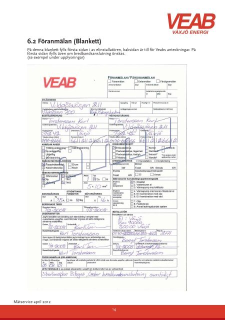 Instruktion för installatörer 2012.indd - VEAB. Växjö energi AB.