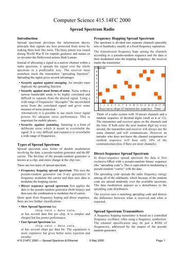 Ethernet and Spread Spectrum - Department of Computer Science