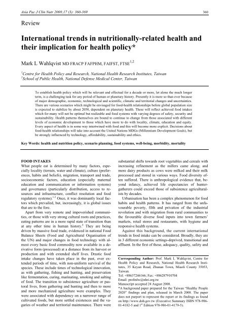 View Asia Pacific Journal Of Clinical Nutrition