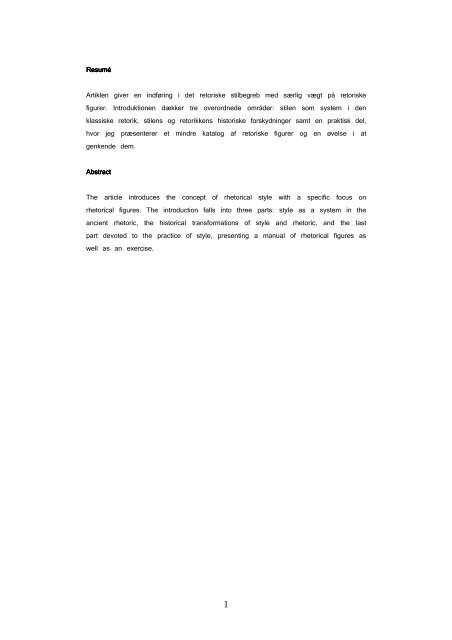 Arbejdspapir: Retorisk stil - Institut for Æstetik og Kommunikation ...