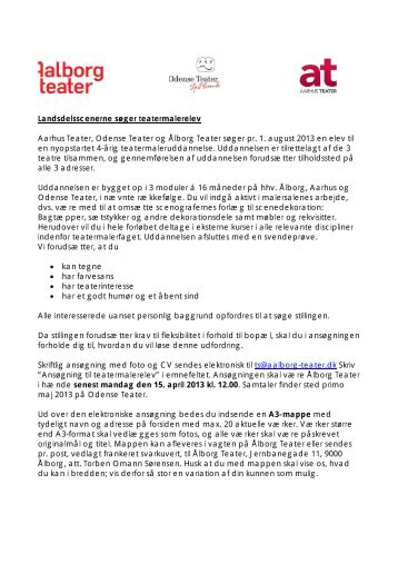 Teatermalerelev søges - Odense Teater
