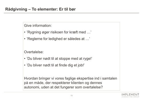 Øvelse - Den Motiverende Samtale