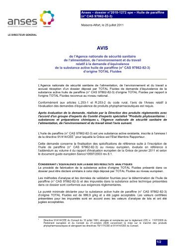 L'Agence française de sécurité sanitaire des aliments (Afssa ... - Anses