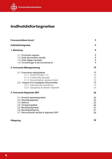 Forsvarskommandoens Årsrapport for 2007 - Forsvarsministeriet