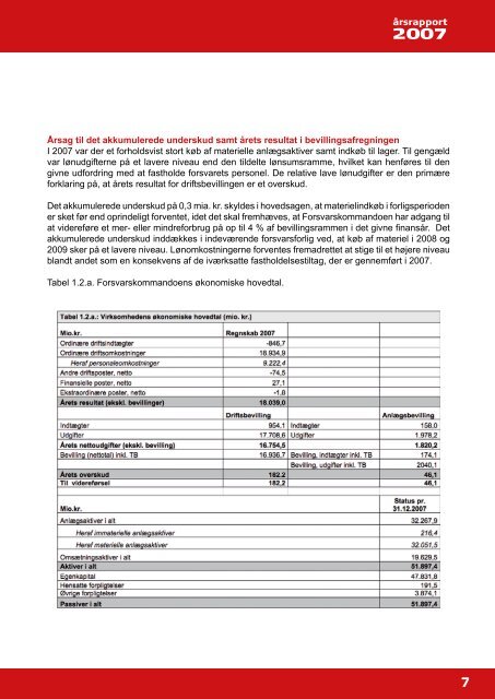 Forsvarskommandoens Årsrapport for 2007 - Forsvarsministeriet