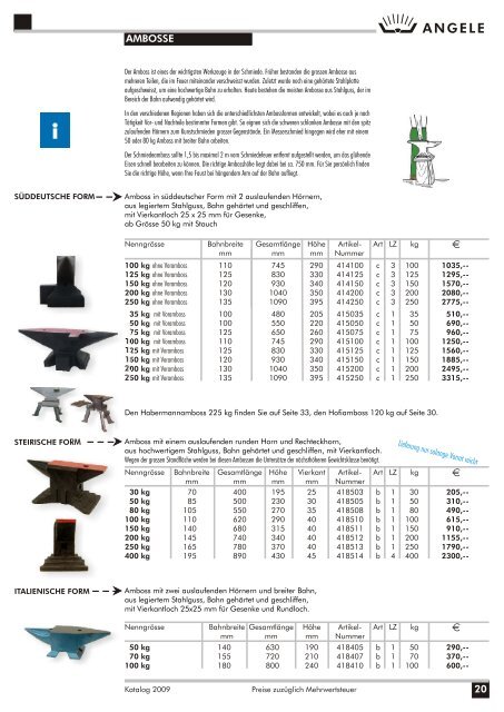 ANGELE SCHMIEDETECHNIK Katalog 2009