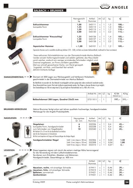 ANGELE SCHMIEDETECHNIK Katalog 2009