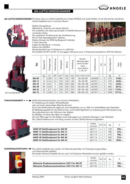 ANGELE SCHMIEDETECHNIK Katalog 2009