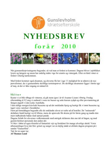 NYHEDSBREV forår 2010 - Gunslevholm Idrætsefterskole