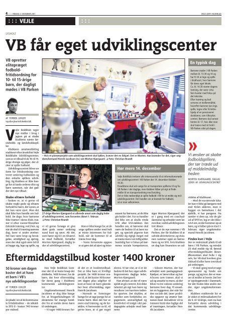 Link til VAF artikel: VBA´s Udviklingscenter - Vejle Boldklub