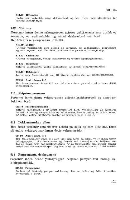 Nordisk yrkesklassifisering, 1964 Standard for yrkesgruppering i ...